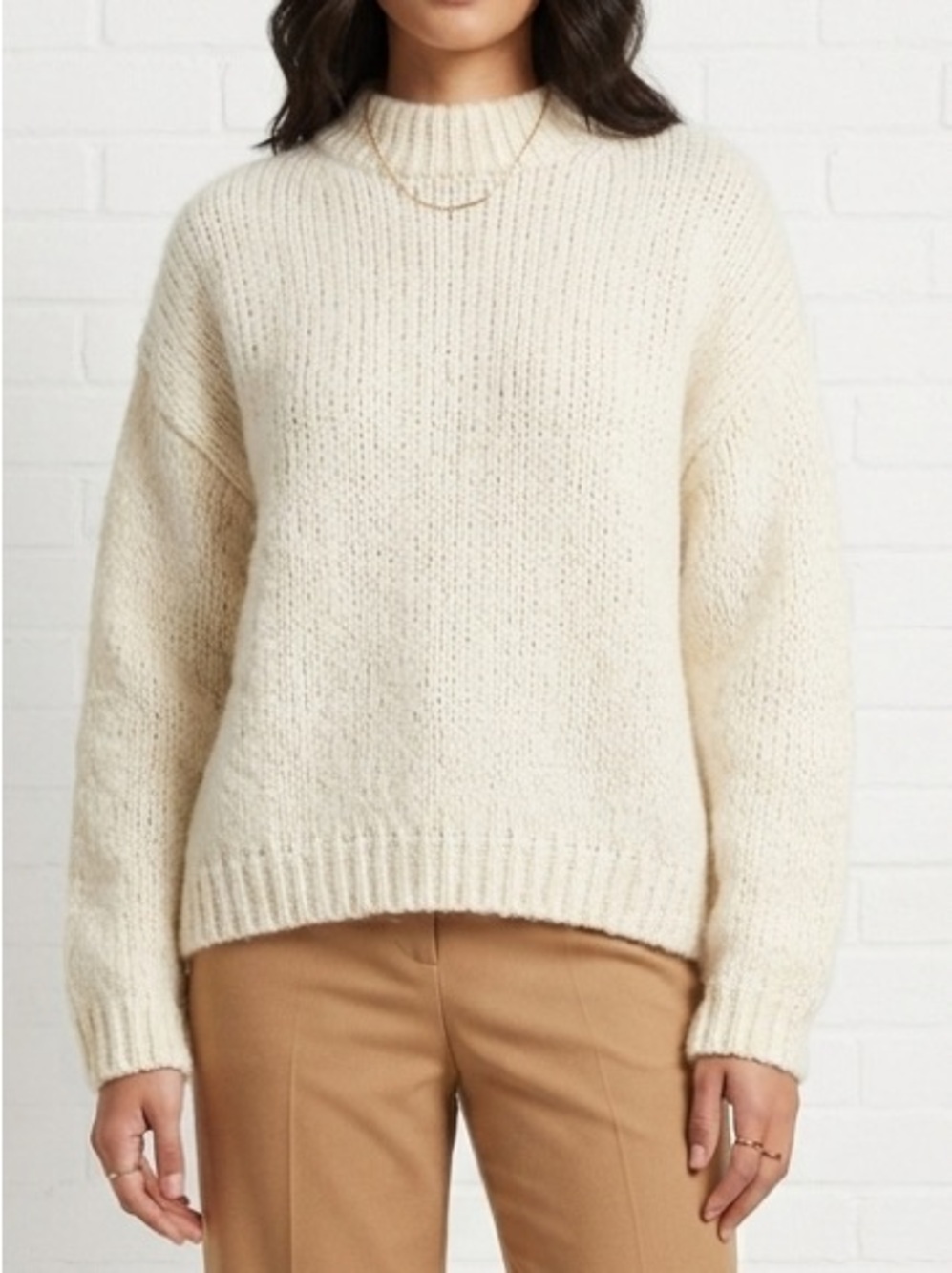 Zara Cream Knit Sweater Women’s Medium Wool Blend Cozy Neutral